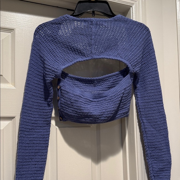 NWT Free People FP Beach Collection Purple Knit Shrug Long Sleeve Vacation Ready - Picture 2 of 13